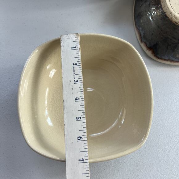 Studio Art Pottery Brown Square Shaped Bowls Stoneware Handmade Set of 5 - Picture 8 of 10